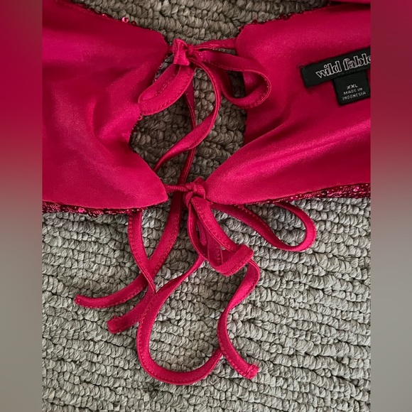 Wild Fable LG blue sequin tie top - Picture 10 of 11